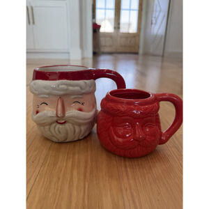 Large Santa Claus Retro Mug Christmas Sleigh Bell Bistro Holiday 24oz Cup + Mug